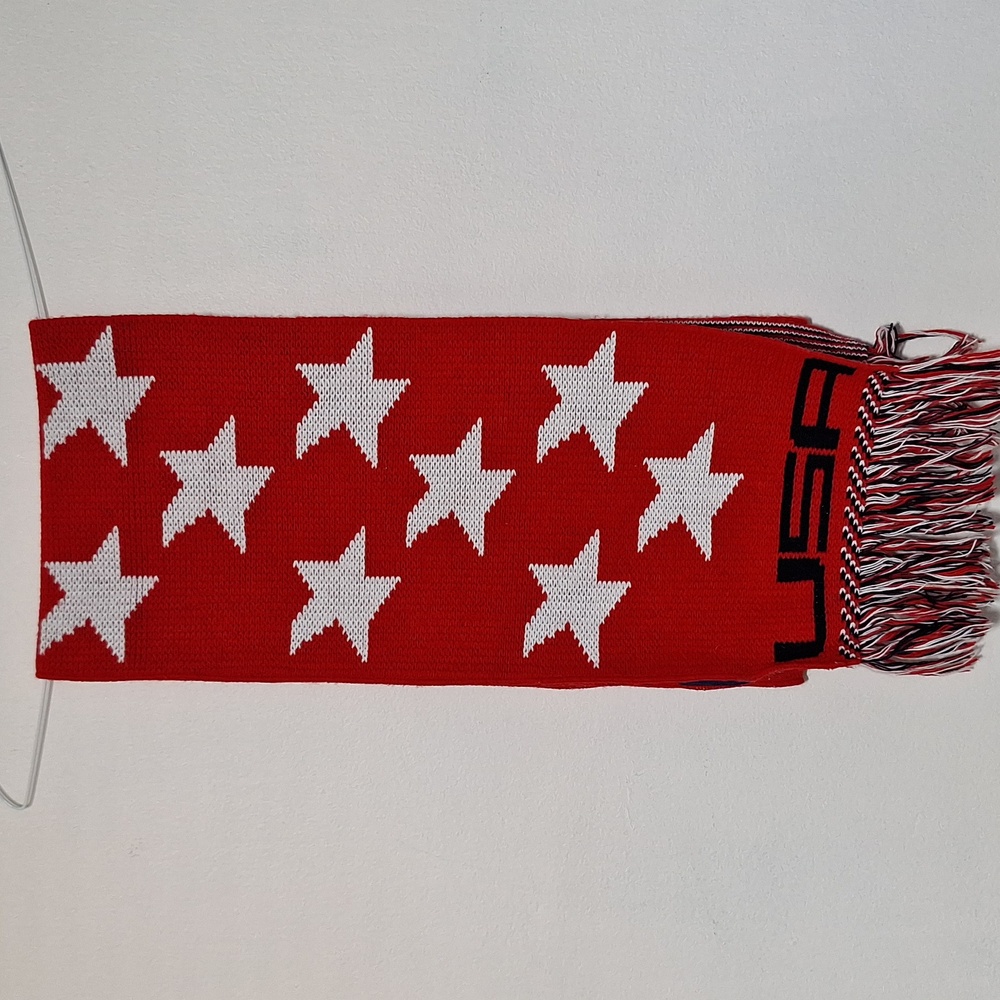 Knitmakers Red and White USA Star Scarf Americana